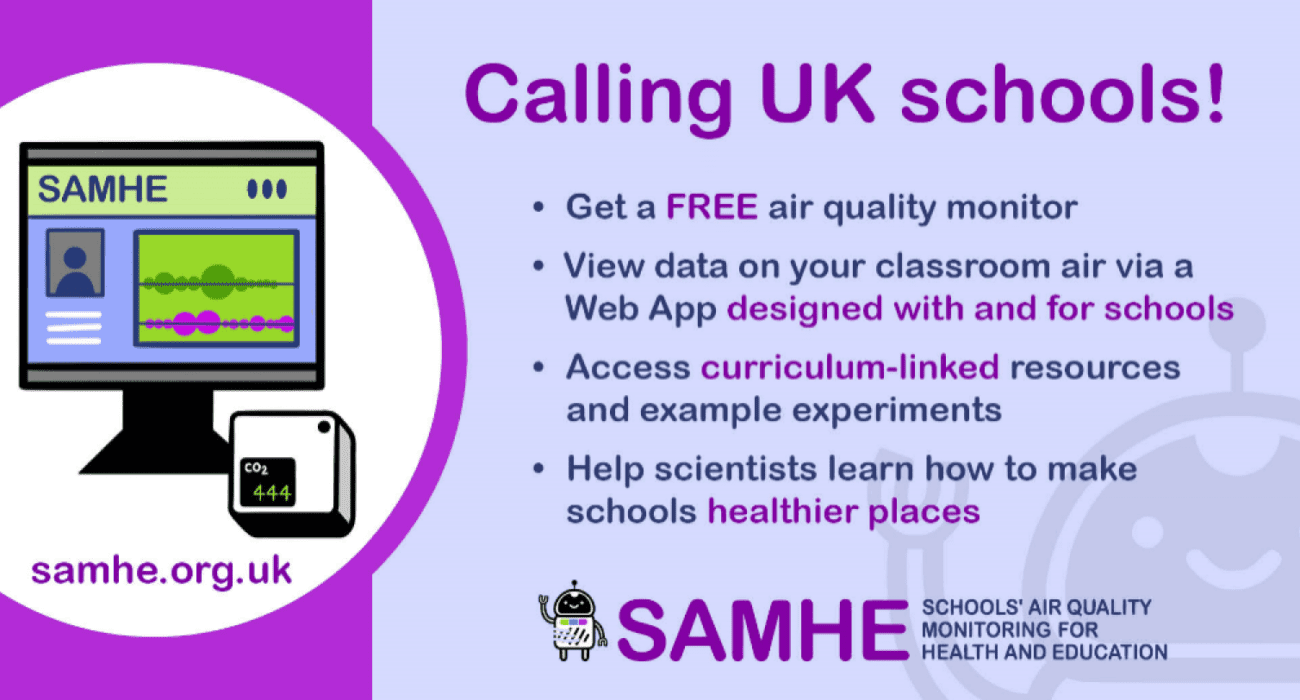 Image for Calling all schools! Join the Schools’ Air quality Monitoring for Health and Education (SAMHE) citizen science project